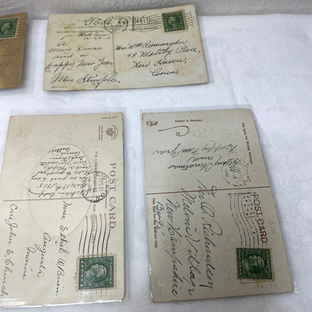 Lot of 10 Antique Early‎ 1900's Christmas Postcards In Protected Sleeves